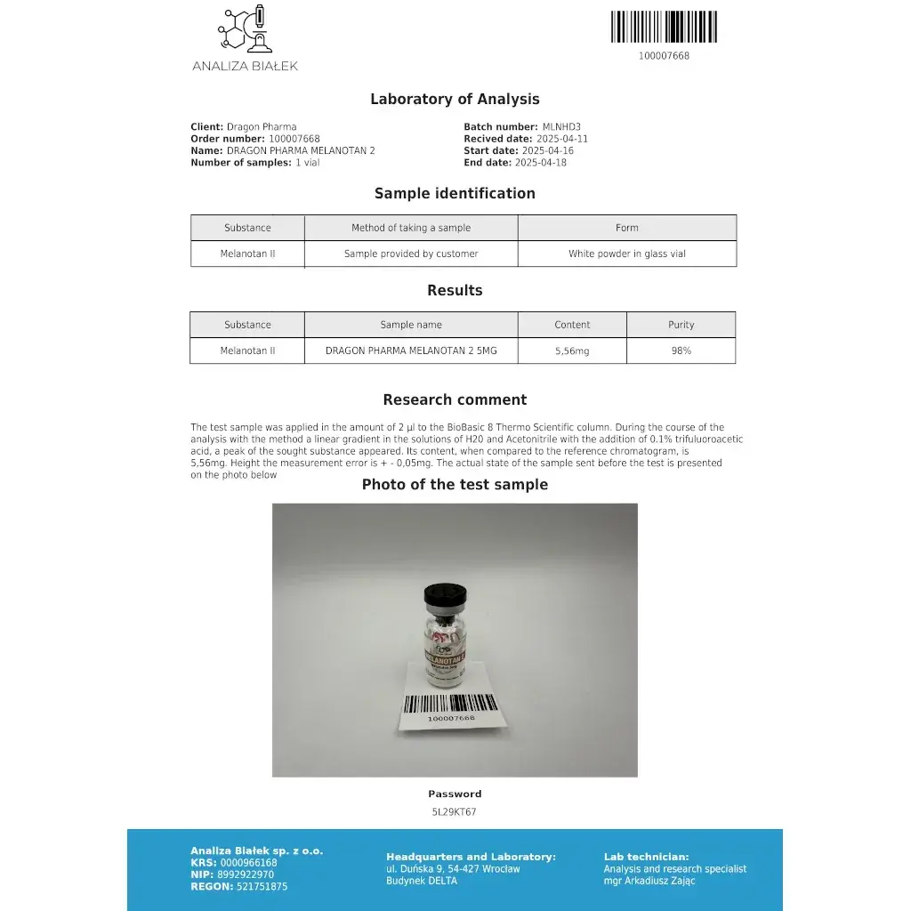 melanotan 2 5mg result of laboratory test