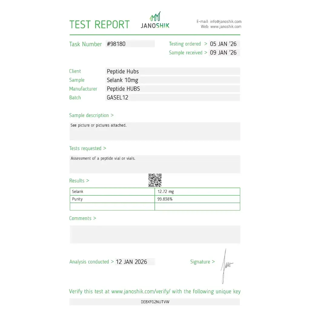 selank result of laboratory test