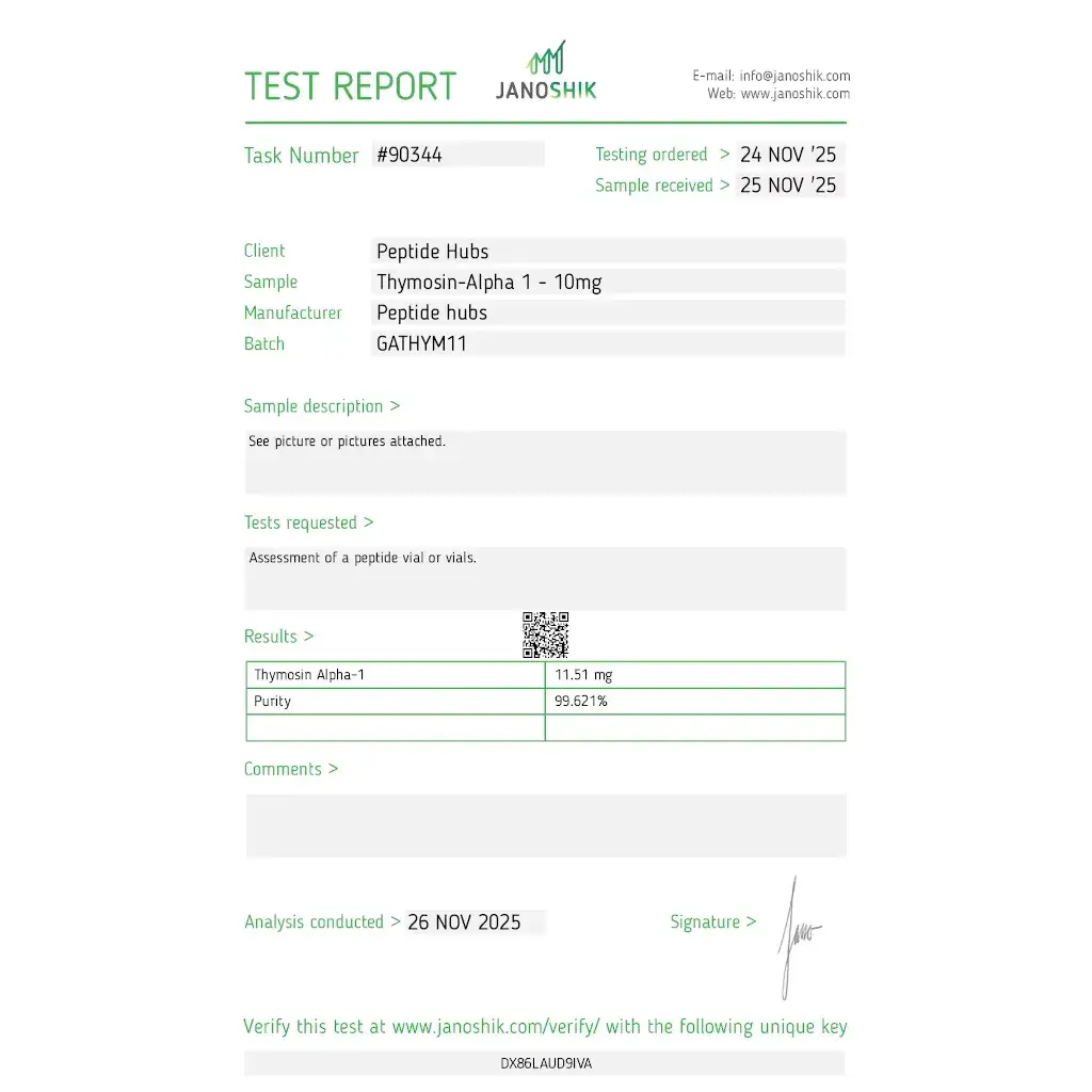 thymosin alpha-1 result of laboratory test